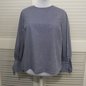 Marled by‎ Reunited Clothing Top Striped Cotton Boho Popover Blouse Womens Large